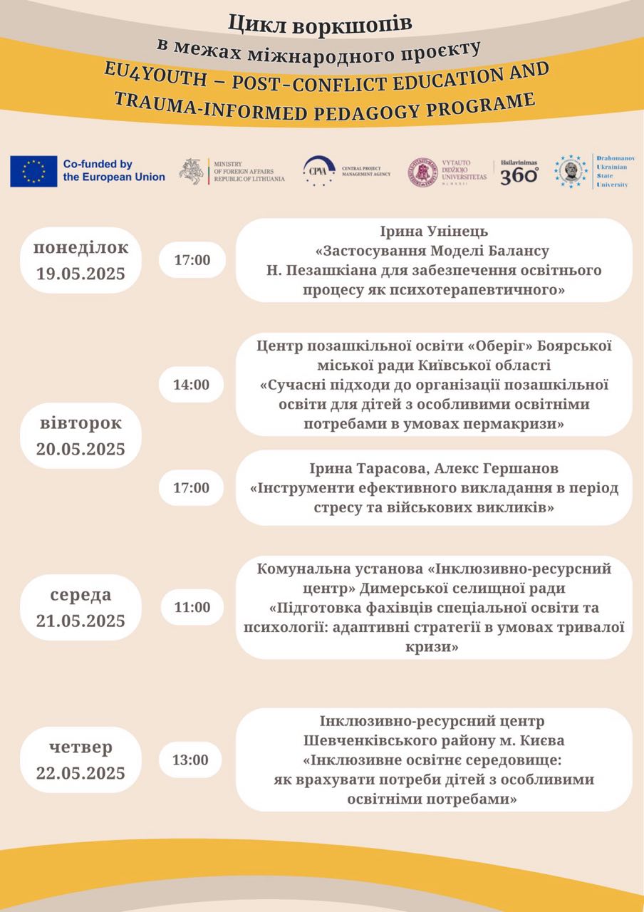 Цикл воркшопів EU4YOUTH 19 22.05.2025 англ